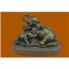 Image 1 : Elephant Mom with Two Cubs Bronze Sculpture Marble Base Figurine Figure Hot Cast