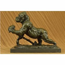 Signed Original Fisher American Artist Large Gorilla Bronze Sculpture Statue Art