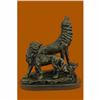Image 1 : Signed Original Howling Wolf Bronze Sculpture Marble Base Statue Gift Decor Gift