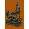 Image 2 : Signed Original Howling Wolf Bronze Sculpture Marble Base Statue Gift Decor Gift