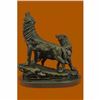 Image 3 : Signed Original Howling Wolf Bronze Sculpture Marble Base Statue Gift Decor Gift