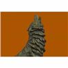 Image 5 : Signed Original Howling Wolf Bronze Sculpture Marble Base Statue Gift Decor Gift