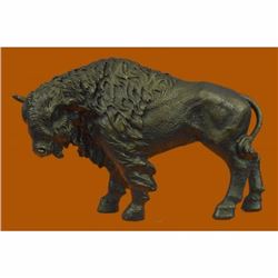 American Buffalo Bull Bison Western Artwork Bronze Statue Sculpture Art Deco