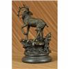 Image 3 : Signed Original Male Stag with his Baby Fawn Bronze Sculpture Marble Base Statue