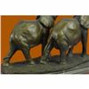 Image 5 : Art Deco Two Walking African Elephants Bronze Sculpture Marble by Bugatti Figure