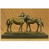 Image 1 : SIGNED ORIGINAL HORSES IN LOVE BRONZE SCULPTURE MARBLE BASE FIGURINE HOME DECOR