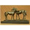 Image 2 : SIGNED ORIGINAL HORSES IN LOVE BRONZE SCULPTURE MARBLE BASE FIGURINE HOME DECOR