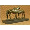 Image 3 : SIGNED ORIGINAL HORSES IN LOVE BRONZE SCULPTURE MARBLE BASE FIGURINE HOME DECOR