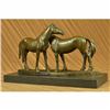 Image 4 : SIGNED ORIGINAL HORSES IN LOVE BRONZE SCULPTURE MARBLE BASE FIGURINE HOME DECOR