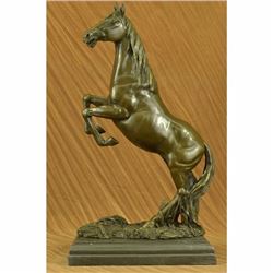 Massive Signed Original Rearing Arabian Horse Wild Bronze Sculpture Statue Decor