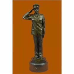 Hand Crafted Police Officer in Uniform Bronze Sculpture Marble Base Statue Deco