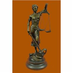 Bronze Blind Lady of Justice Scales Law Lawyer Attorney Office Statue Sculpture