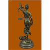 Image 3 : Large 14 Heavy Solid Bronze Lady Blind Justice Statue Lawyers Themis Deal Decor