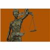 Image 5 : Large 14 Heavy Solid Bronze Lady Blind Justice Statue Lawyers Themis Deal Decor