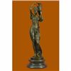Image 1 : Signed Carrier Victorian Lady with water Jug Bronze Sculpture Marble Base Statue