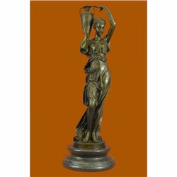 INCREDIBLE QUALITY MID CENTURY DORE HAND MADE BRONZE MAIDEN WITH VASE FIGURE ART