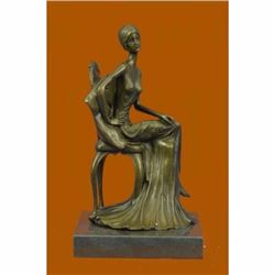 Bronze sculpture of A maiden Sitting on a Chair Bronze Sculpture Figurine Figure
