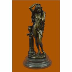 Classic Patoue Female Figure Nude Bookend Bronze Marble Statue Sculpture Gift