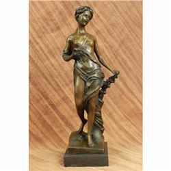 Signed ~Moreaue~ Royal Roman Goddess Picking Flowers Bronze Sculpture Statue Art