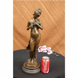 Jean Patou Woman w/ Bird Bronze Sculpture