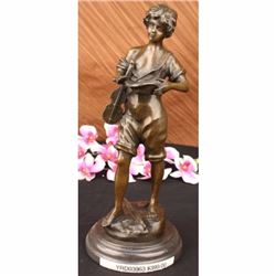 Art Deco Bronze Sculpture Statue Figure Boy  Violin