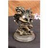 Image 1 : SIGNED MOREAU CHERUB ANGEL WITH FLOWERS BRONZE SCULPTURE CANDLE HOLDER