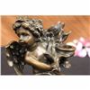 Image 3 : SIGNED MOREAU CHERUB ANGEL WITH FLOWERS BRONZE SCULPTURE CANDLE HOLDER