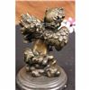 Image 4 : SIGNED MOREAU CHERUB ANGEL WITH FLOWERS BRONZE SCULPTURE CANDLE HOLDER