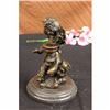 Image 5 : SIGNED MOREAU CHERUB ANGEL WITH FLOWERS BRONZE SCULPTURE CANDLE HOLDER