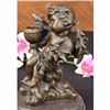 Image 2 : CHERUB ANGEL W/ FLOWERS BRONZE SCULPTURE CANDLE HOLDER MARBLE FIGURINE ART