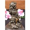Image 5 : CHERUB ANGEL W/ FLOWERS BRONZE SCULPTURE CANDLE HOLDER MARBLE FIGURINE ART