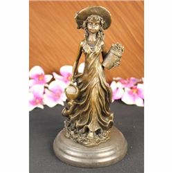 Original Patoue Souther Girl In Garden Bronze Statue
