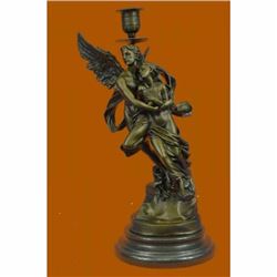 Eros and Psyche Romantic Candle Holder Bronze Sculpture Marble Statue Figurine