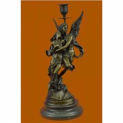 Jean Debut Eros and Psyche Candle Holder Bronze Sculpture Marble Figurine Gift