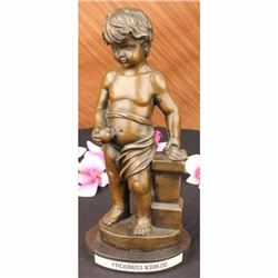 13 Sign Bronze ART Nude The little boy Holding Apple