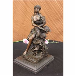 Signed Milo Leda and the Swan Greek Mythology Bronze Sculpture Statue Figure Art