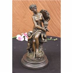 VIENNA BRONZE NUDE LADY W/ BABY BRONZE SCULPTURE FIGURE