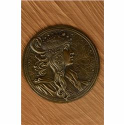 Signed Original Emperor Egyptian Princess Wall Mount Bas Relief Bronze Sculpture