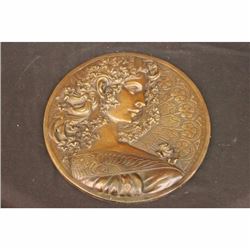 Signed Original Emperor Egyptian Princess Wall Mount Bas Relief Bronze Sculpture