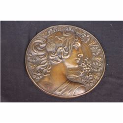 BAS-RELIEF OF WOMAN BRONZE SCULPTURE FIGURINE FIGURE WALL MOUNT FIGURINE FIGURE