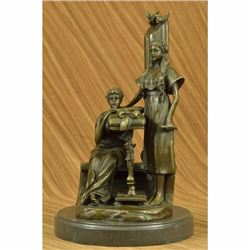 Two Peasant Girls Declaring Their love by Moreau Birds Bronze Sculpture Statue