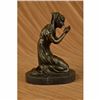 Image 1 : Our Blessed Mother Virgin Mary Praying Bronze Sculpture Marble Base Statue Decor