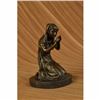 Image 2 : Our Blessed Mother Virgin Mary Praying Bronze Sculpture Marble Base Statue Decor
