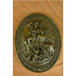 Signed Original Masterpiece Italian Renaissance Relief Wall Bronze Sculpture LRG