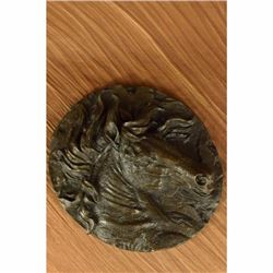 Signed Barye Unique Bronze Bust Horse Head Sculpture Marble Base Statue Figure