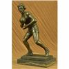 Image 4 : Art Deco 100% Bronze Marble Sculpture Statue Figure Rugby Football Player Decor