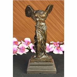 FINE FRENCH 19C GRAND TOUR BRONZE GODDESS OF VICTORY NIKE ON MARBLE BASE