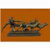 Image 1 : Handcrafted Man Pulling 3 Dogs Bronze Sculpture Museum Quality Artwork Figurine