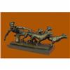 Image 2 : Handcrafted Man Pulling 3 Dogs Bronze Sculpture Museum Quality Artwork Figurine