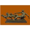 Image 3 : Handcrafted Man Pulling 3 Dogs Bronze Sculpture Museum Quality Artwork Figurine